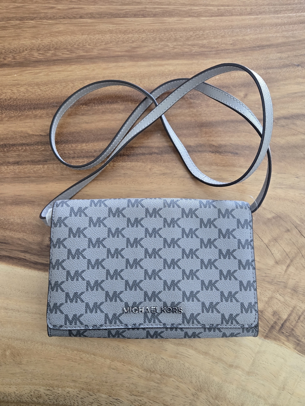 Michael Kors Gray MK Logo Crossbody Wallet